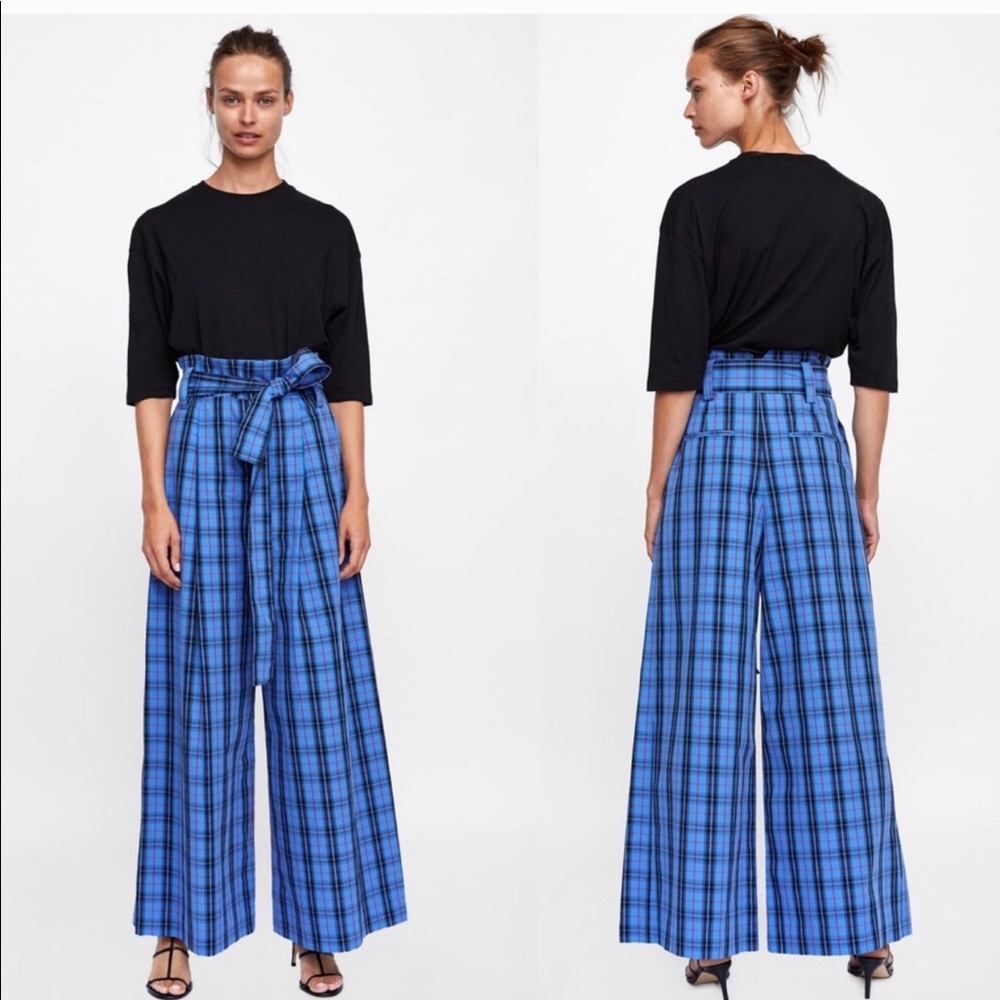 NWT blue plaid Zara pants